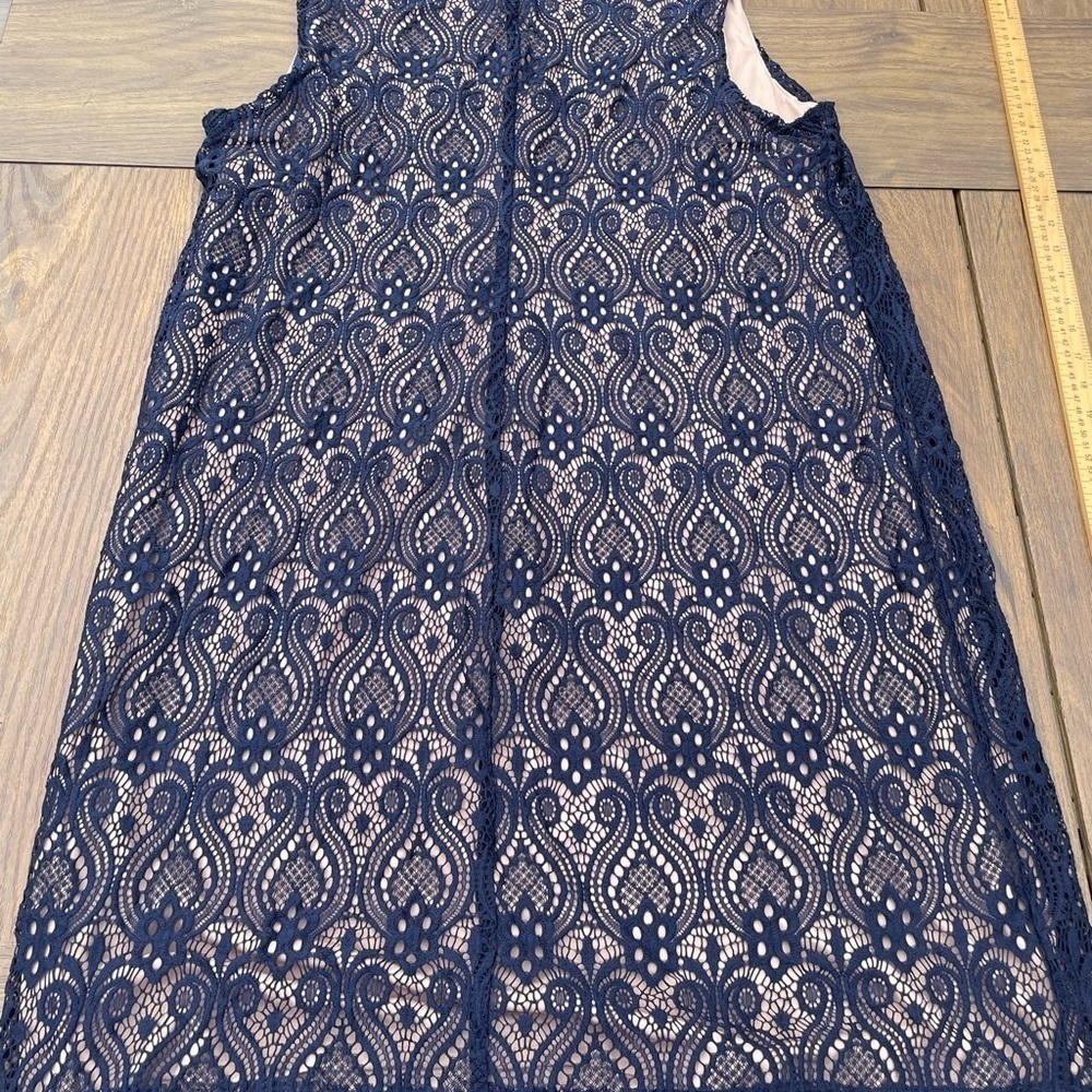 Connected Apparel Plus size dress shiffin overlay navy 20 W - Picture 6 of 8